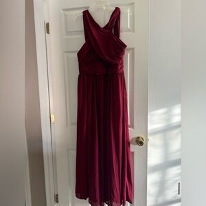 Women's Burgundy Cross-Back Maxi Dress